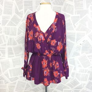 Free People Purple Floral Blouse Boho size XS